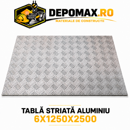 Tabla aluminiu striata 6mm , 1250x2500mm (5754)